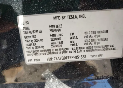 2023 Tesla Model Y Awd/Long Range Dual Motor All-Wheel Drive from USA, damaged, VIN 7SAYGDEE2PF851838